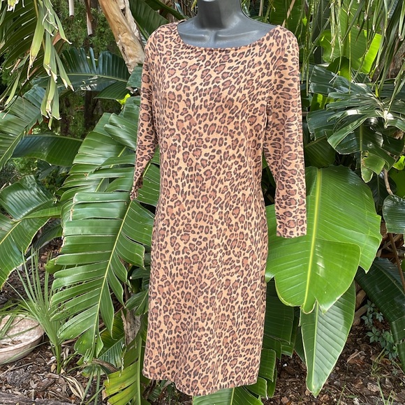 Ralph Lauren leopard print knit sweater dress - Picture 1 of 10